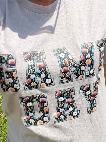 Floral Football Game Day Tee